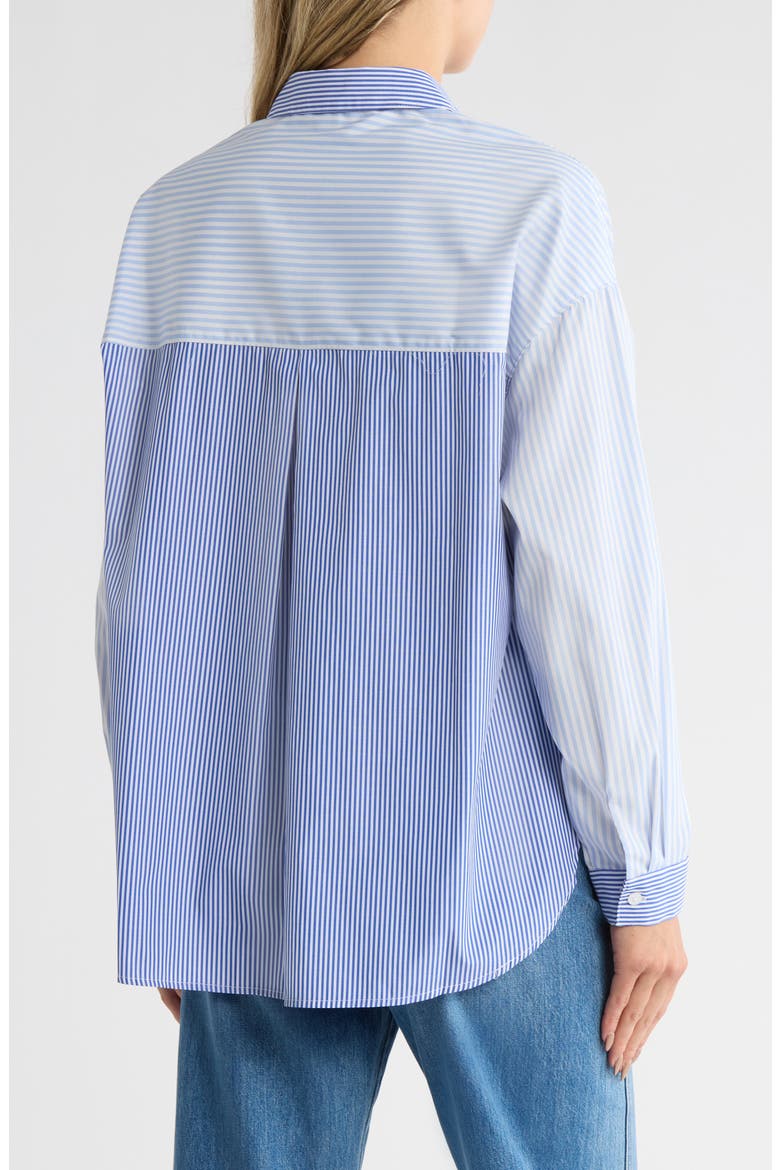 High-Low Boyfriend Shirt, Alternate, color, BLUE MULTI