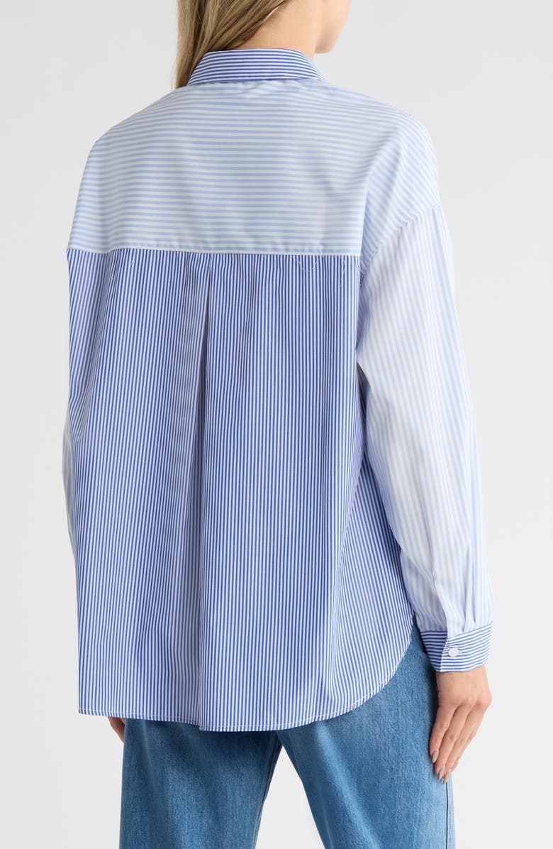 French Connection High-Low Boyfriend Shirt, Alternate, color, Blue Multi