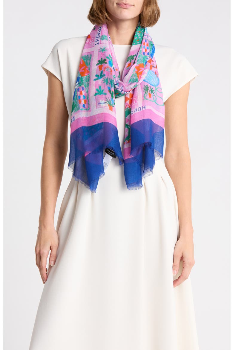 Rooftop Scenes Oblong Scarf, Main, color, PINK MULTI