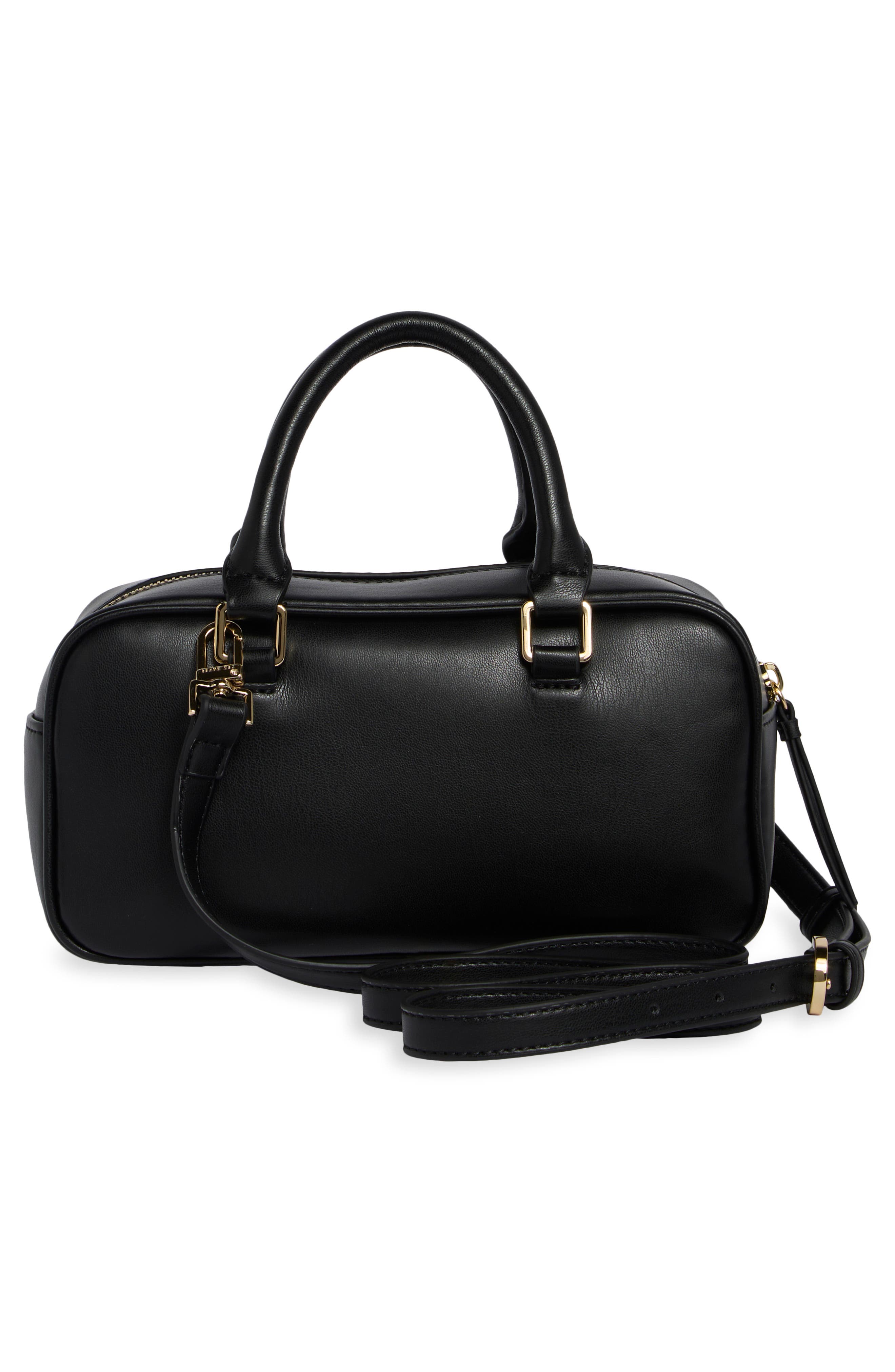 Trisha Bow Faux Leather Crossbody Bag, Alternate, color, BLACK