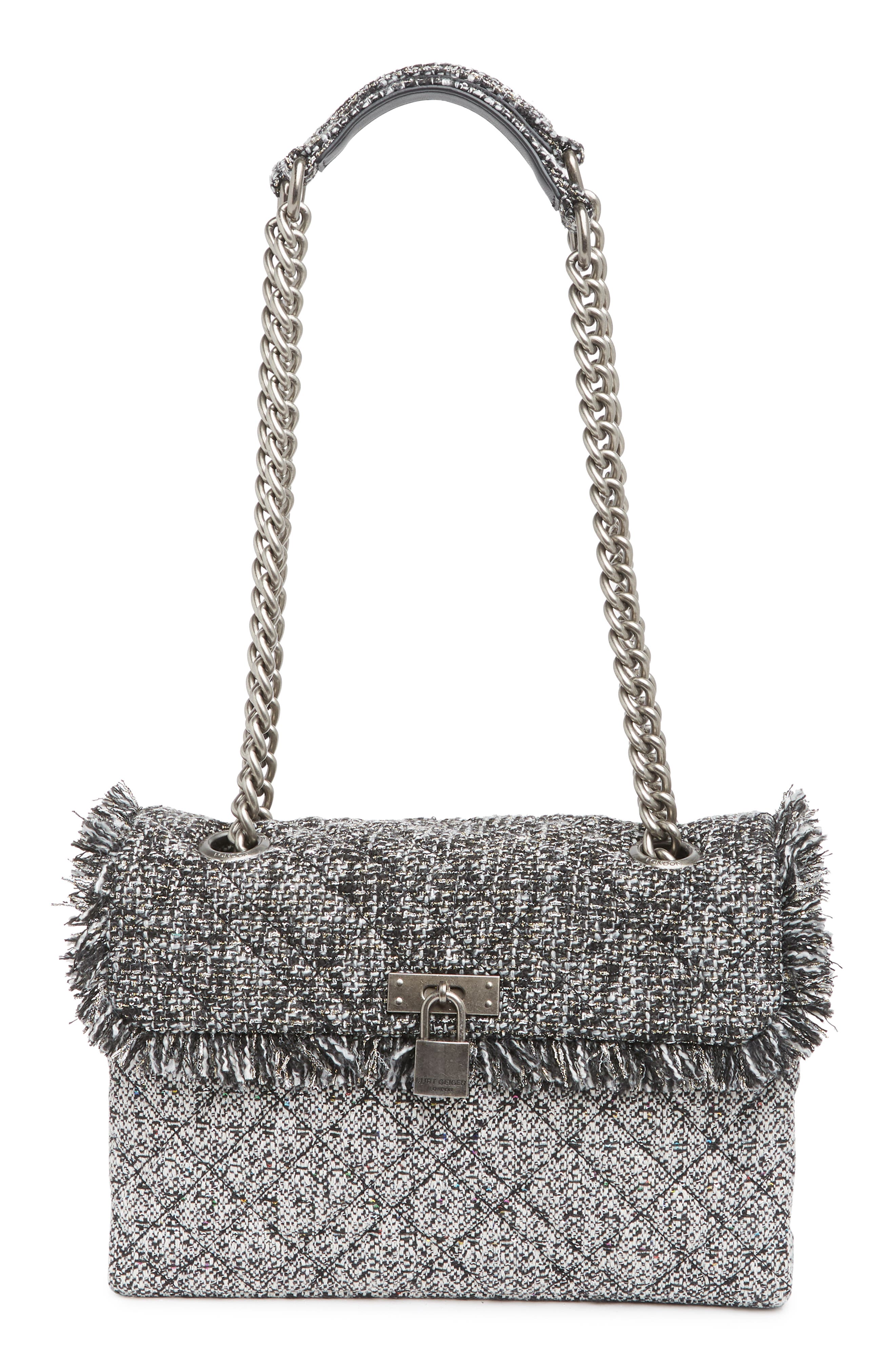 Kurt Geiger London KURT GEIGER Tweed Brixton Dual Shoulder Lock Bag, Main, color, 