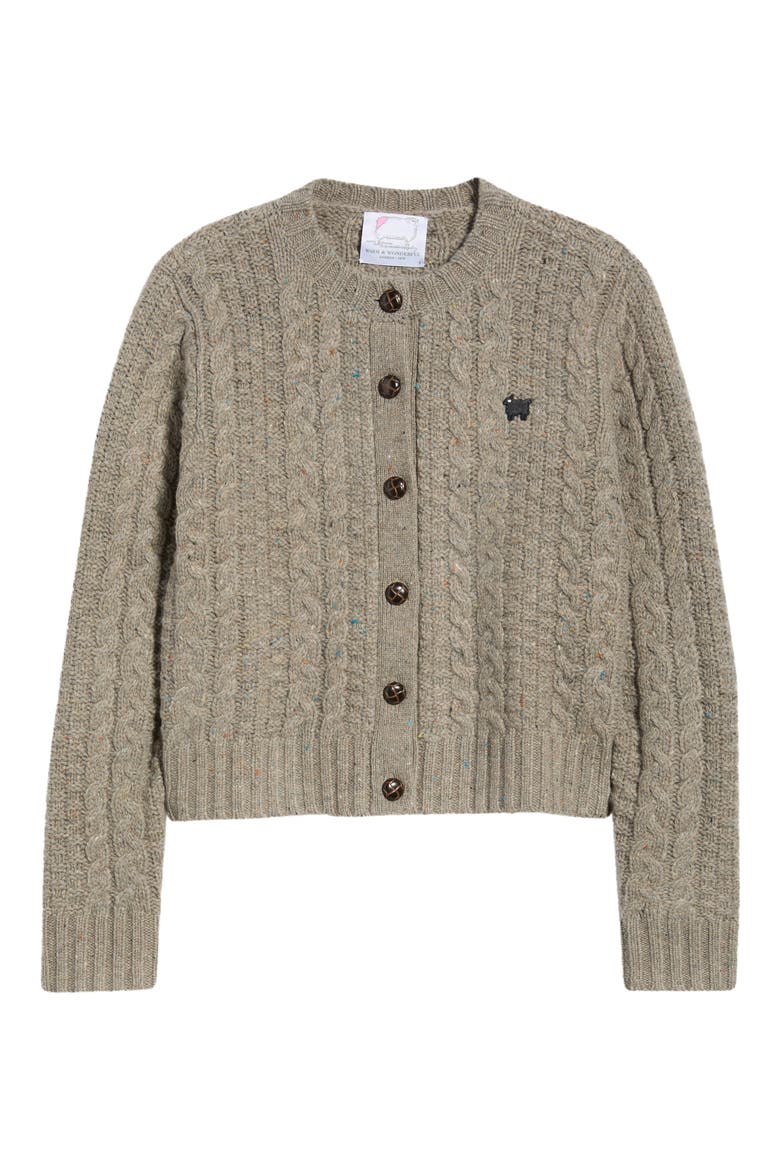 Donegal Wool Cable Knit Cardigan, Alternate, color, BEIGE