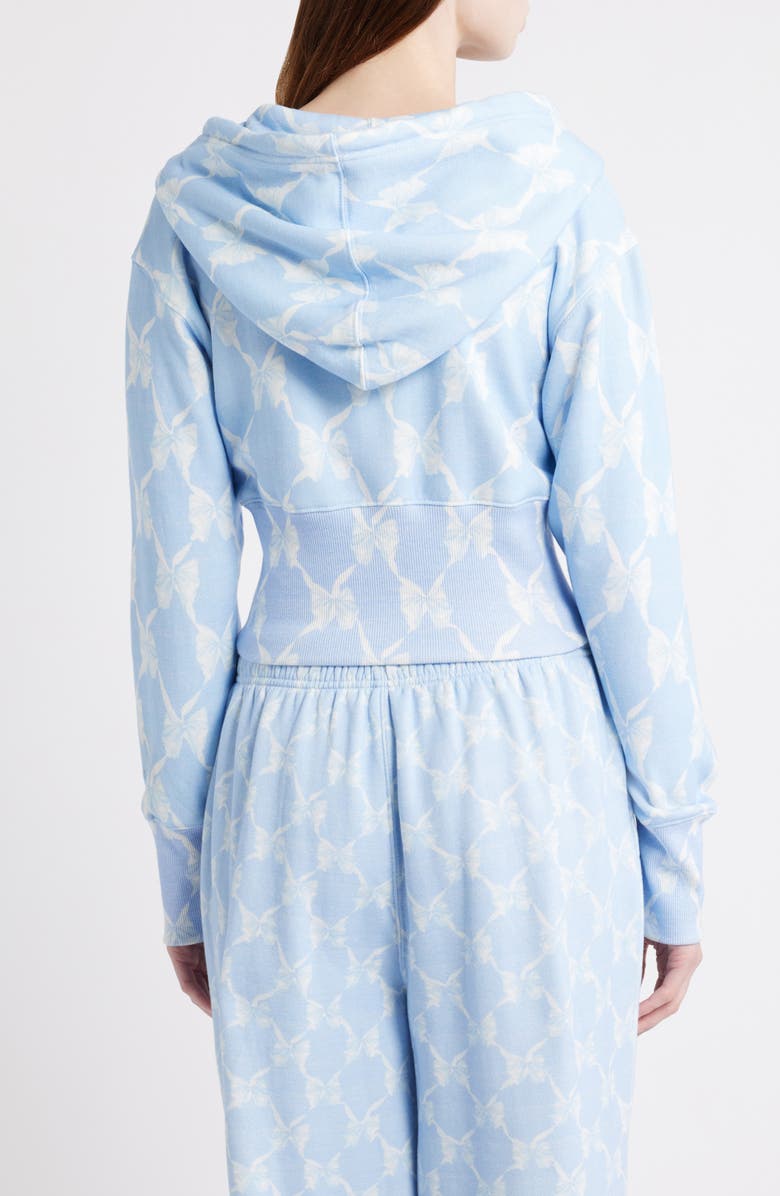 LoveShackFancy Arienne Ribbon Print Hoodie, Alternate, color, Chilled Blue