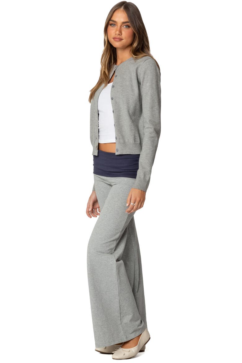 Contrast Foldover Wide Leg Pants, Alternate, color, GRAY-MELANGE