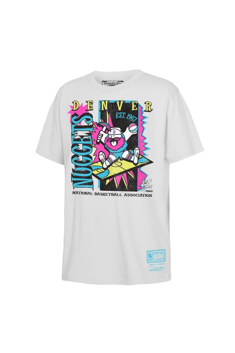 Youth Mitchell & Ness  White Denver Nuggets Neon Court Shock T-Shirt, Main, color, White