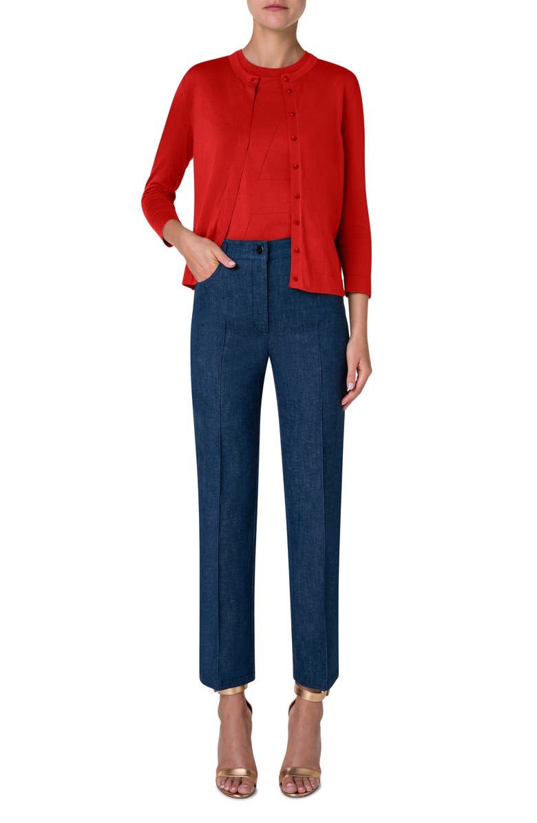 Akris Trapezoid Detail Cotton Cardigan, Alternate, color, 