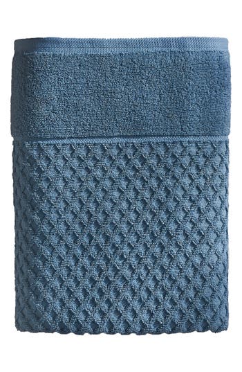 Woven & Weft Diamond Textured Single Bath Towel In Blue