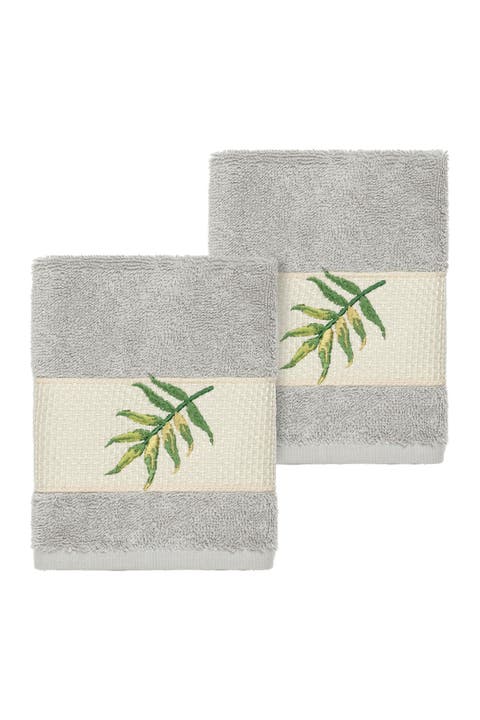 Zoe Embellished Washcloth - Set of 2 - Light Grey