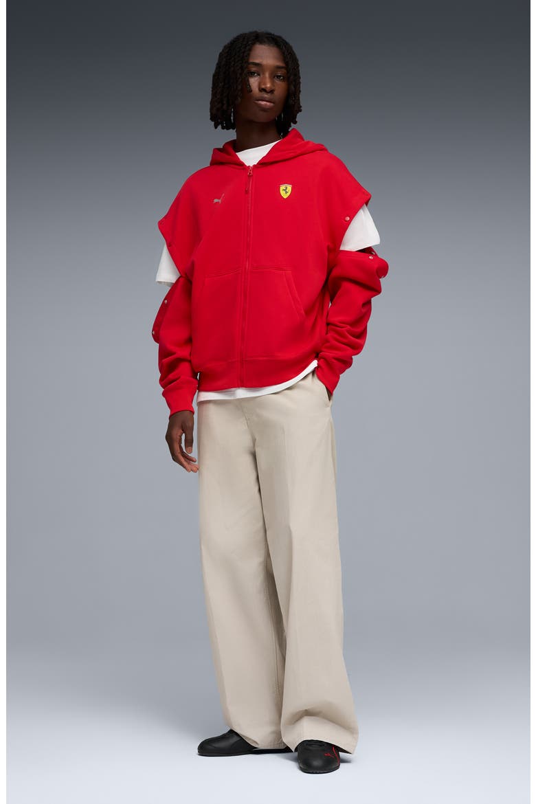 Ferrari Premium Oversize Zip Hoodie, Alternate, color, ROSSO CORSA