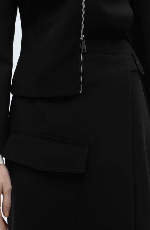 Mango Buckle Wrap Midi Skirt In Black