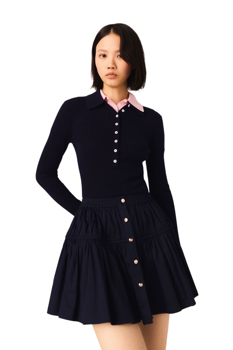 Mini elasticated waist skirt, Alternate, color, Navy