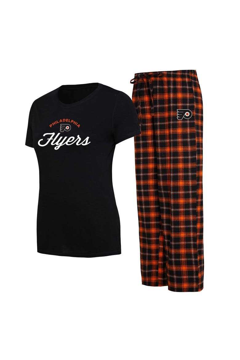 Women's Concepts Sport Black/Orange Philadelphia Flyers Arctic T-Shirt & Pajama Pants Sleep Set, Main, color, Black