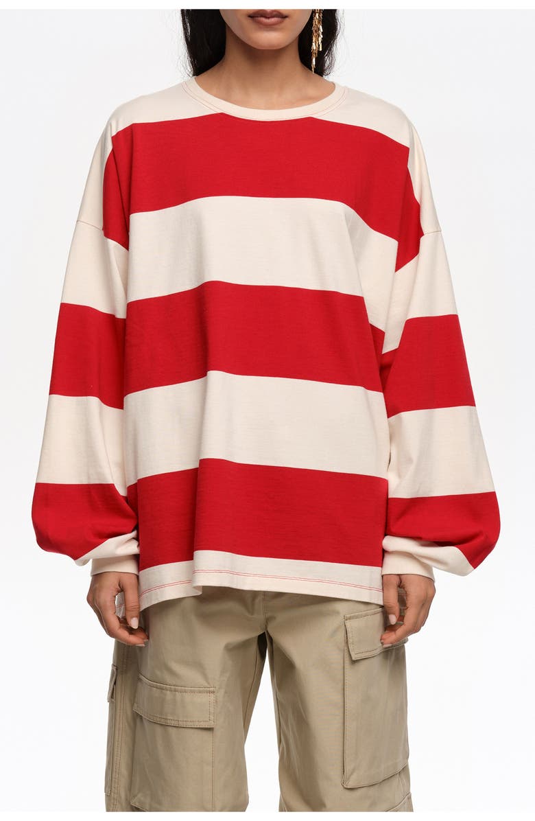 Bimba y Lola Loose-fit striped T-shirt., Main, color, Red