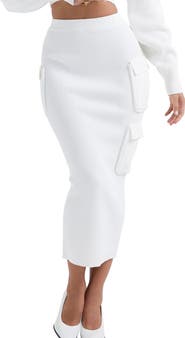 HOUSE OF CB Maeve Ribbed Midi Skirt