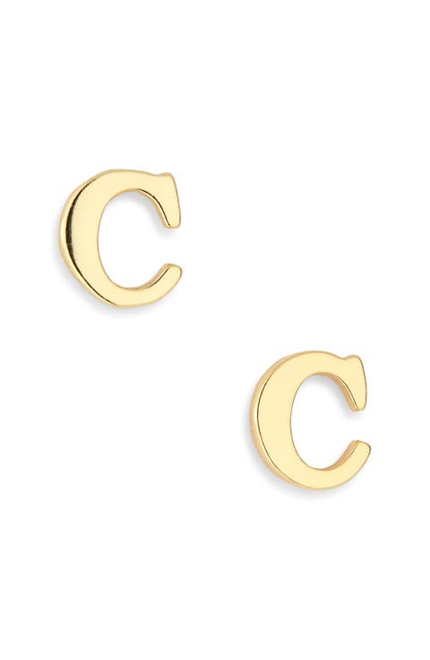 Block Letter Initial Stud Earrings