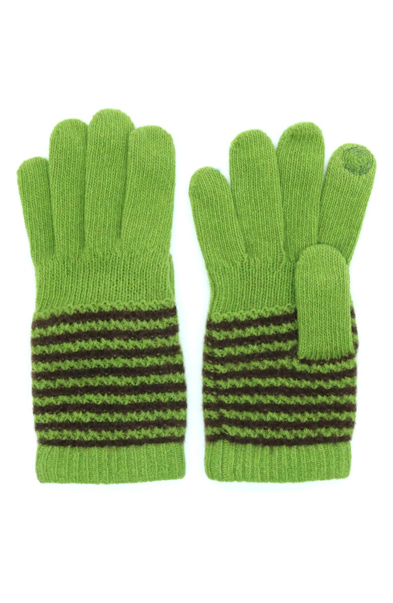 Portolano Tech Striped Cashmere Gloves, Main, color, Cedar Green/ Brown