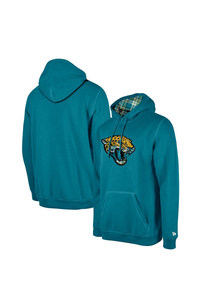 New Era Men's New Era Teal Jacksonville Jaguars 3rd Down Plaid Pullover Hoodie, Main, color, Teal