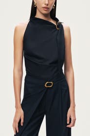 Nocturne Asymmetric Buckle-Detail Blouse