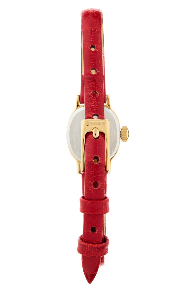 Cavatina® Mini Leather Strap Watch, 17mm, Alternate, color, RED