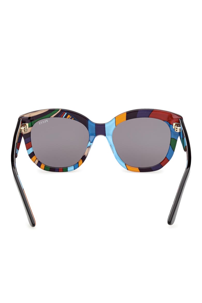 53mm Geometric Sunglasses, Alternate, color, BLACK / IRIDE PATTERN / SMOKE