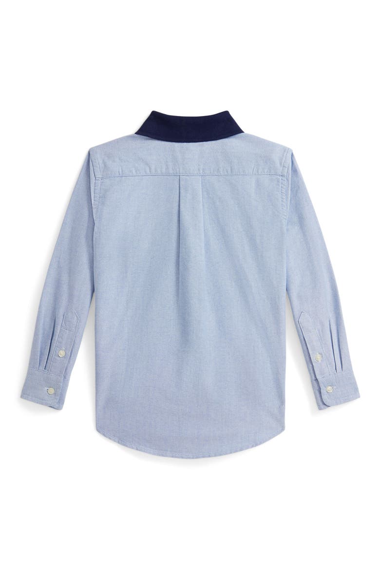Cotton Contrast Collar Oxford Shirt, Alternate, color, BLUE