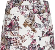 L'AGENCE Cyra Leopard Butterfly Print Cotton Miniskirt