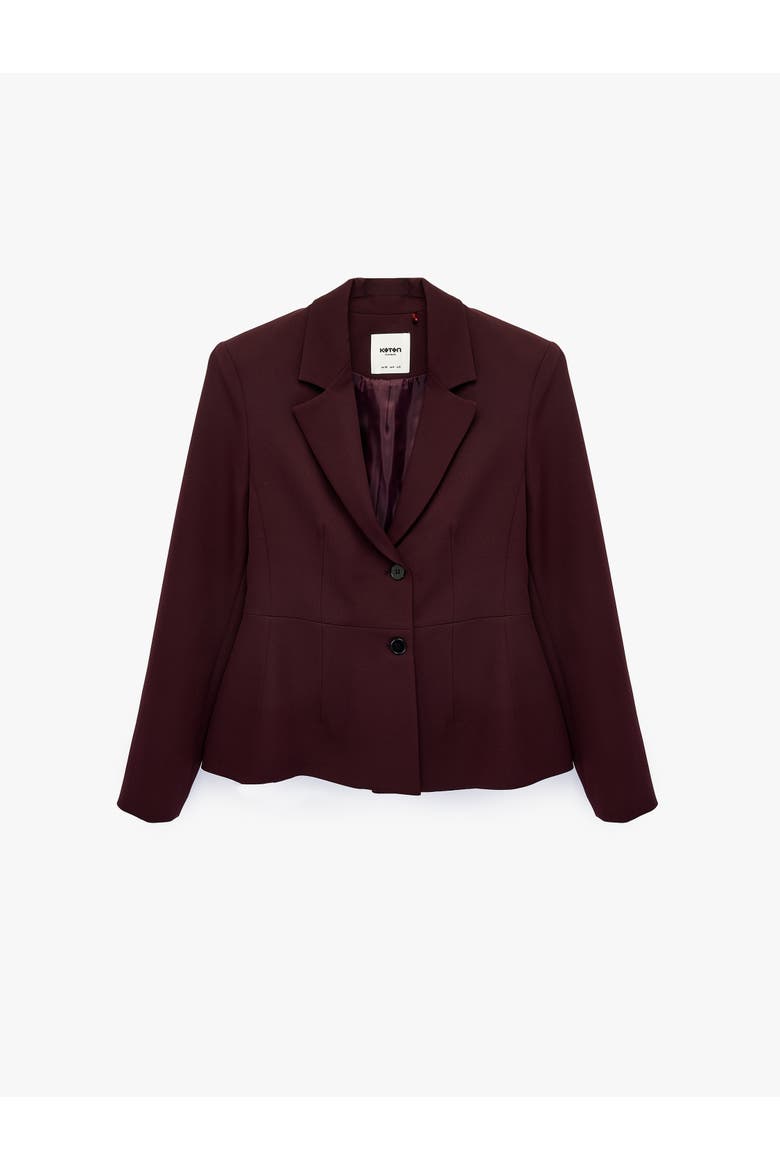 Long Sleeve Shaped Waist Notch Lapel Blazer, Alternate, color, BORDEUX