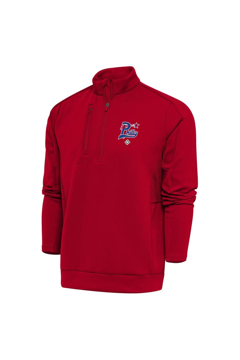 Men's Antigua Red Philadelphia Stars Generation Quarter-Zip Pullover Top, Main, color, Red