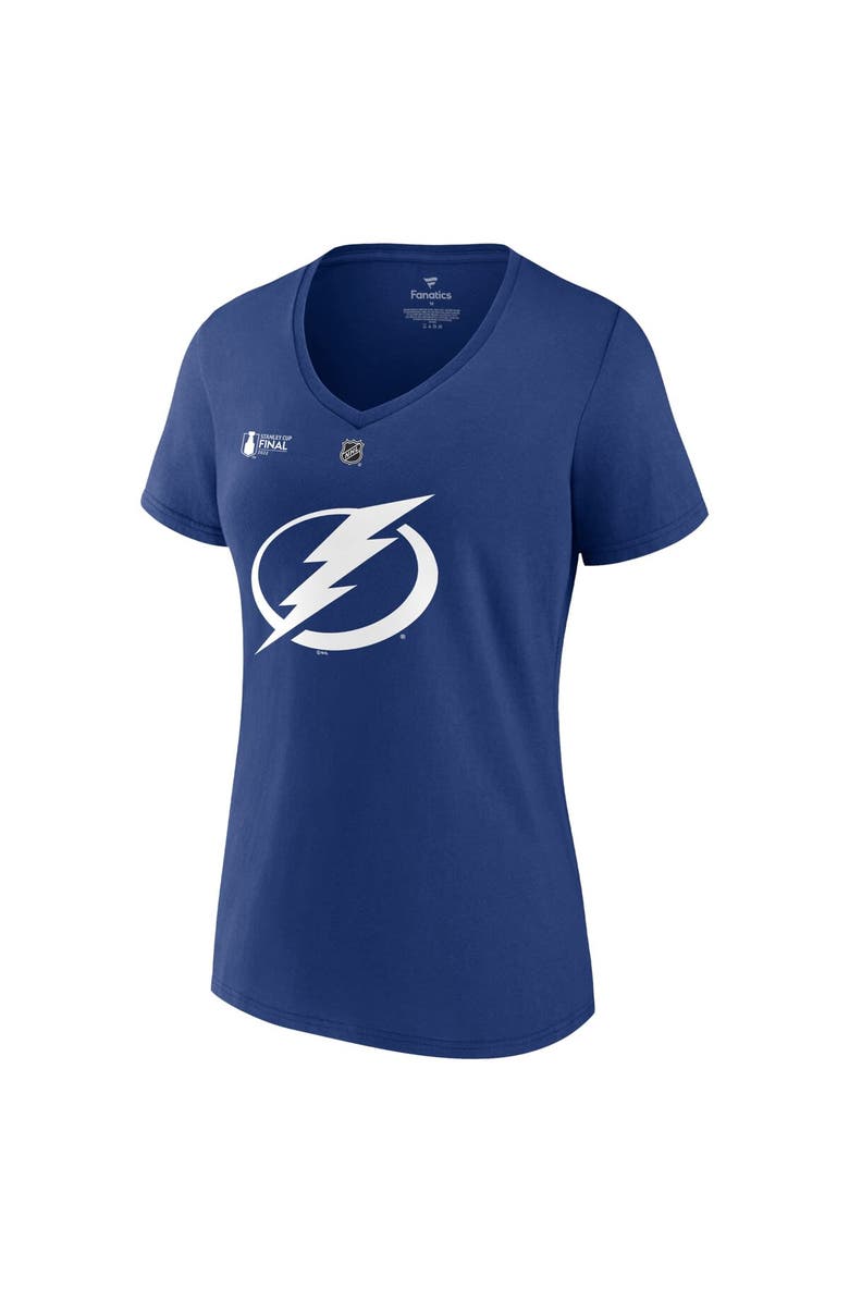 FANATICS Women's Fanatics Branded Nikita Kucherov Blue Tampa Bay Lightning 2022 Stanley Cup Final Authentic Stack Name & Number V-Neck T-Shirt, Alternate, color, 