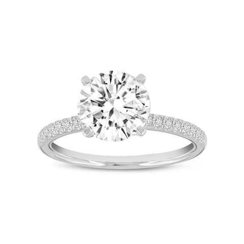 Mila 14K White Gold Round Cut Lab Grown Diamond Classic Engagement Ring - 2.6 Ct