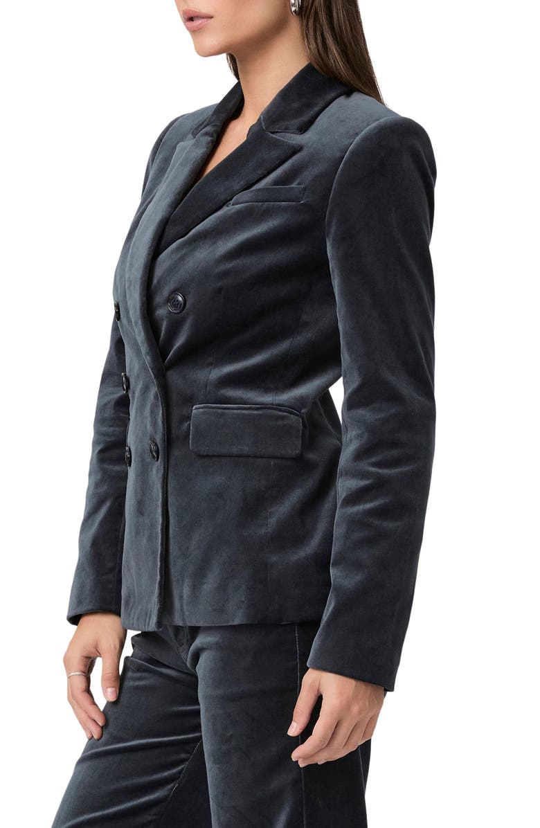 PAIGE Malbec Double Breasted Velveteen Blazer, Alternate, color, Calico Blue