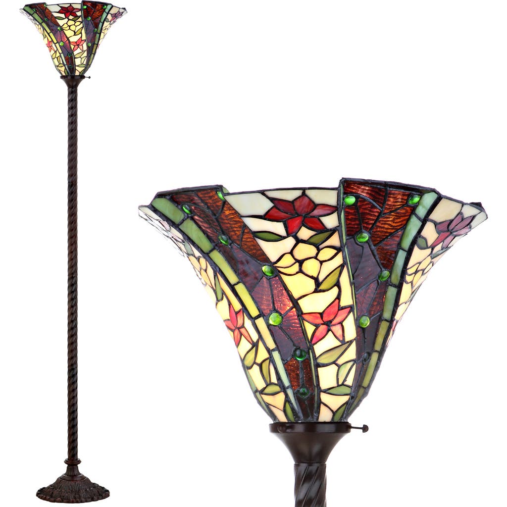 Jonathan Y Williams Tiffany-style 71" Torchiere Led Floor Lamp, Bronze In Bronze