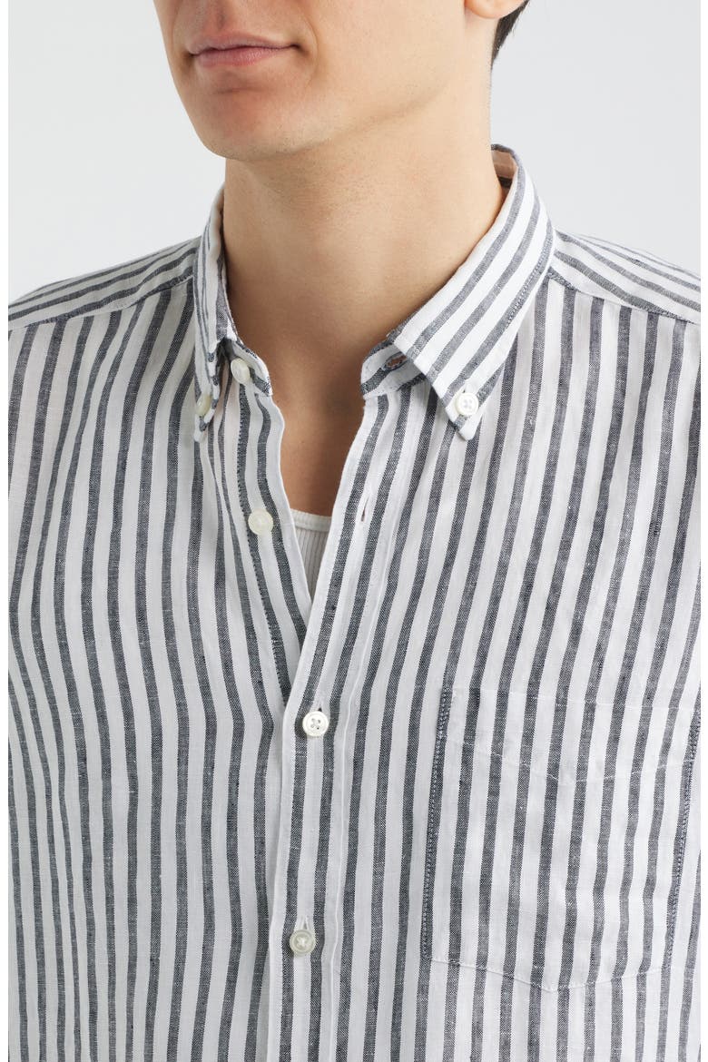 Liam Regular Fit Linen Button-Up Shirt, Alternate, color, DARK BLUE