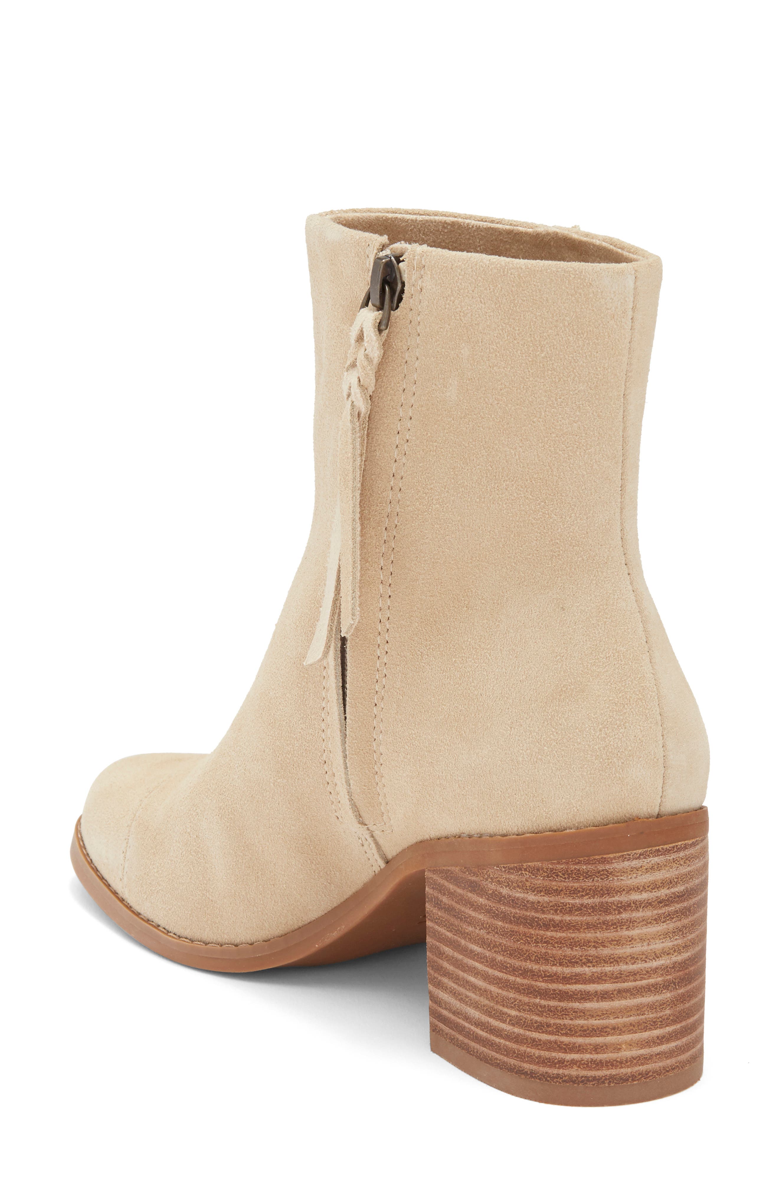 TOMS Evelyn Bootie, Alternate, color, Oatmeal Suede/ Deco Stitch