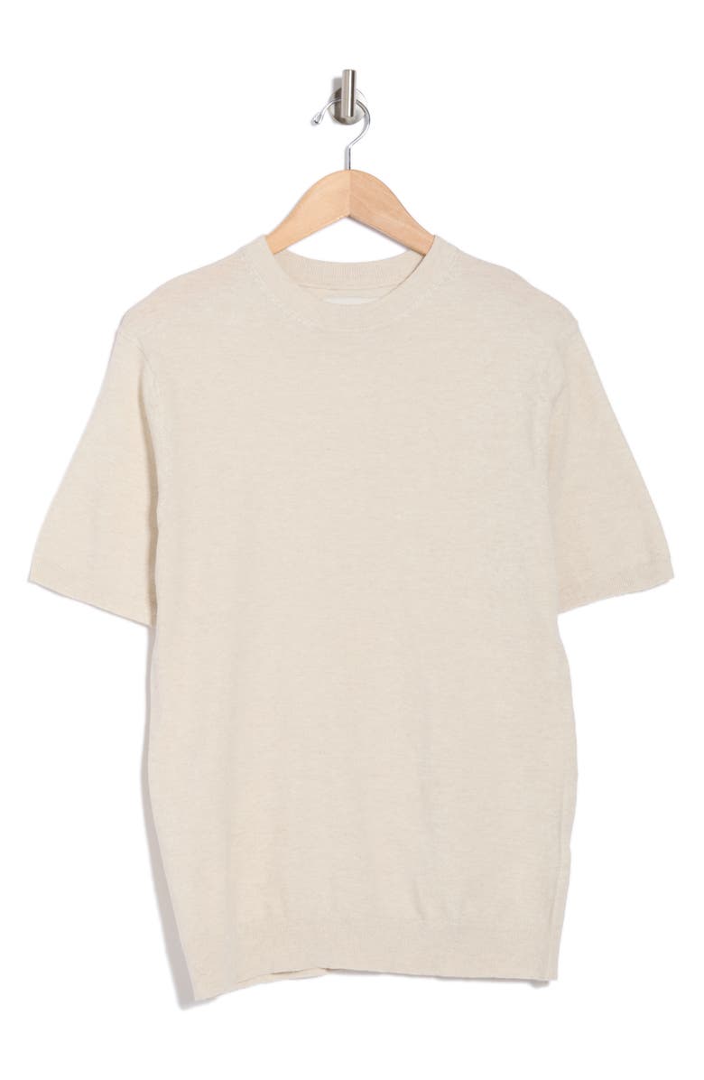 DENIM AND FLOWER Textured Short Sleeve Sweater, Alternate, color, Cream