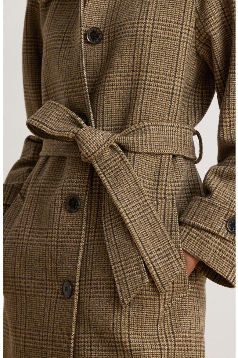 Wool Blend Trench Coat, Alternate, color, HAZEL PLAID