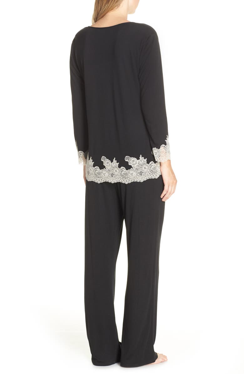Natori Luxe Shangri-La Pajamas, Alternate, color, Bkc