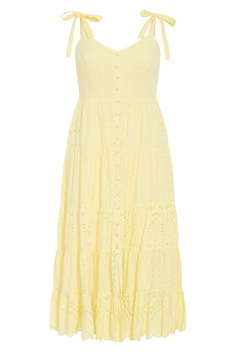 Allegra Eyelet Lace Midi Sundress, Alternate, color, LEMON DROP