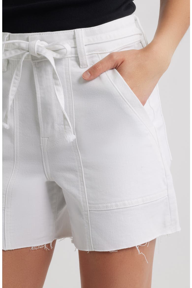 Five Hour Tie Waist Denim Shorts, Alternate, color, WHITE