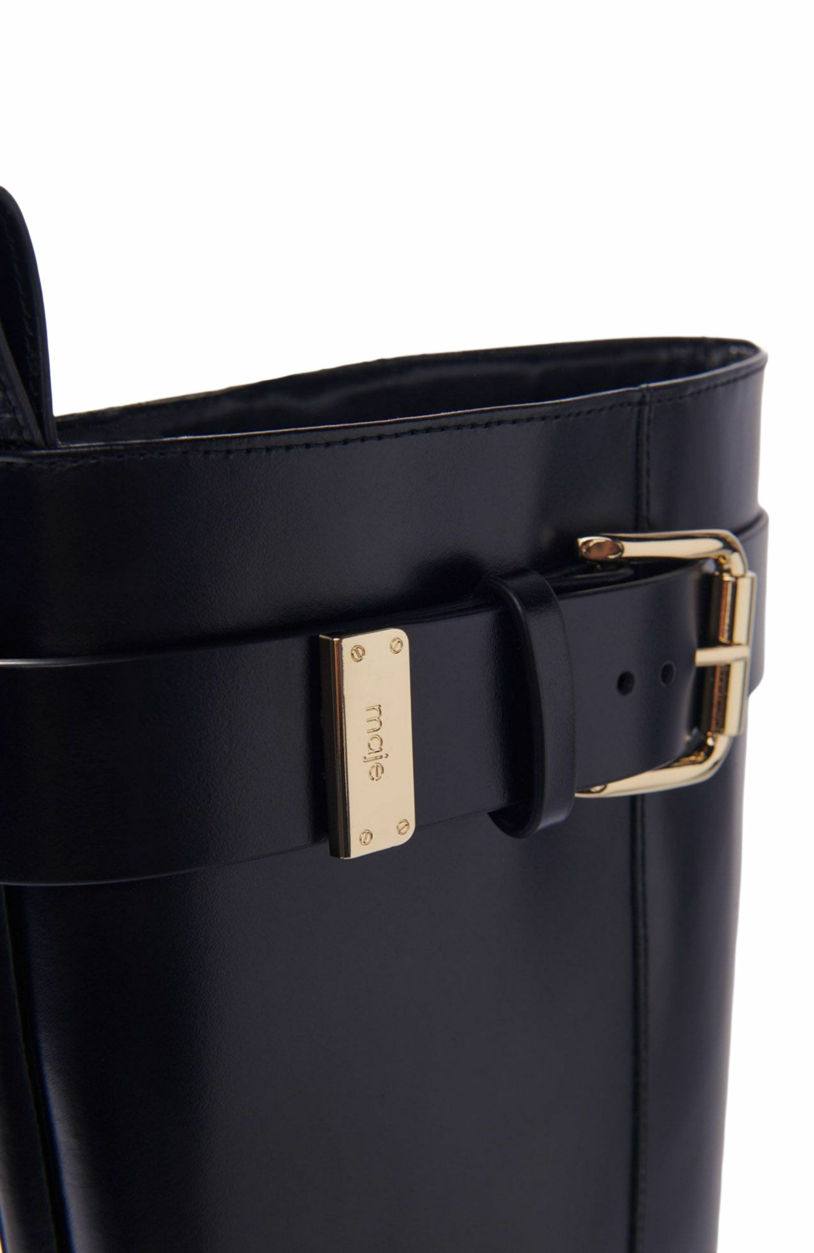 maje Buckled leather boots, Alternate, color, 