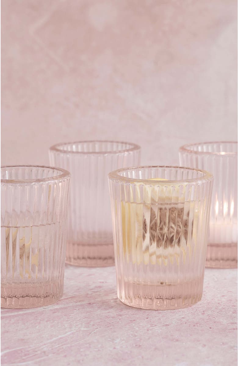 The Collective Home Pressed Pink Juice Glasses - Set of 4, Main, color, Clear