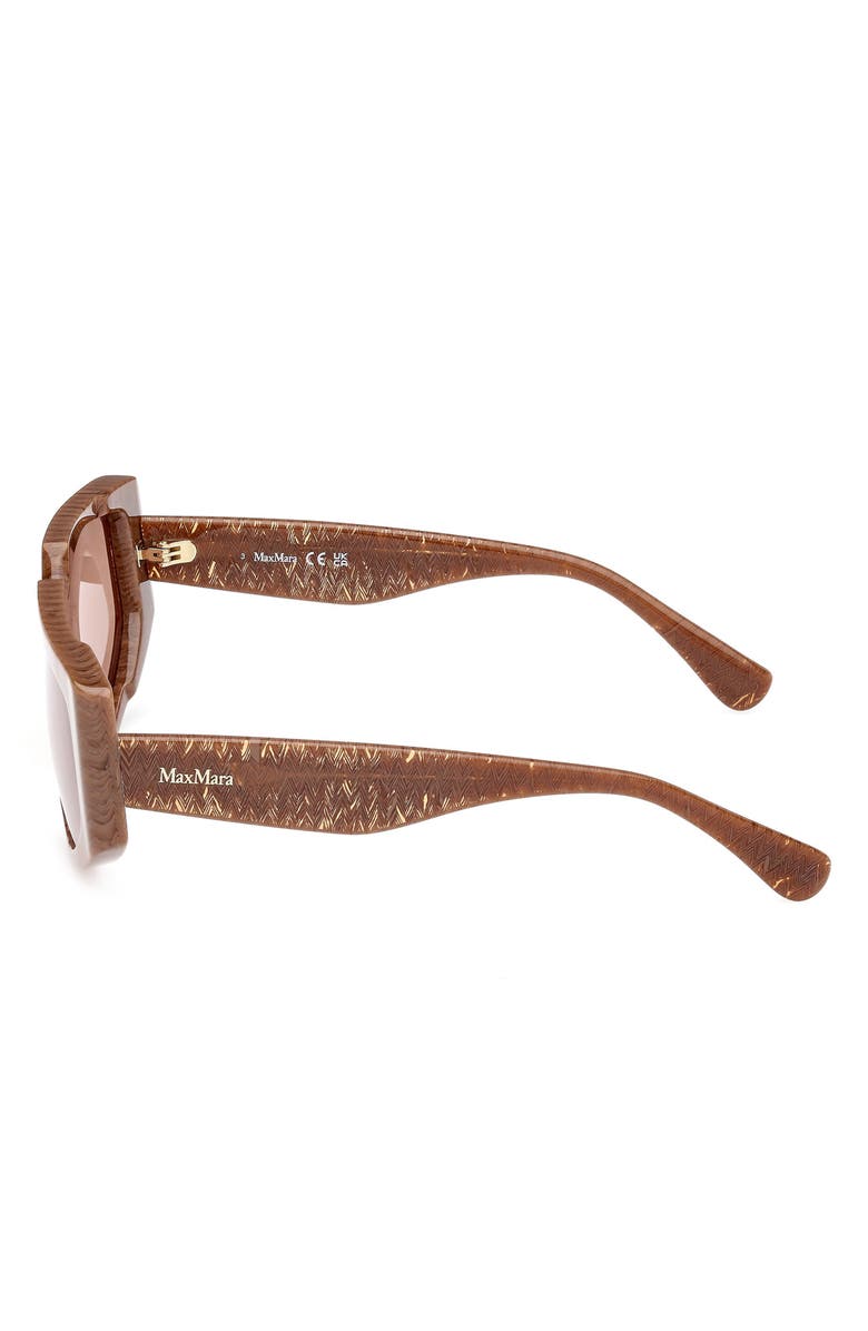 Max Mara 58mm Geometric Sunglasses, Alternate, color, Brown Chevron / Light Brown