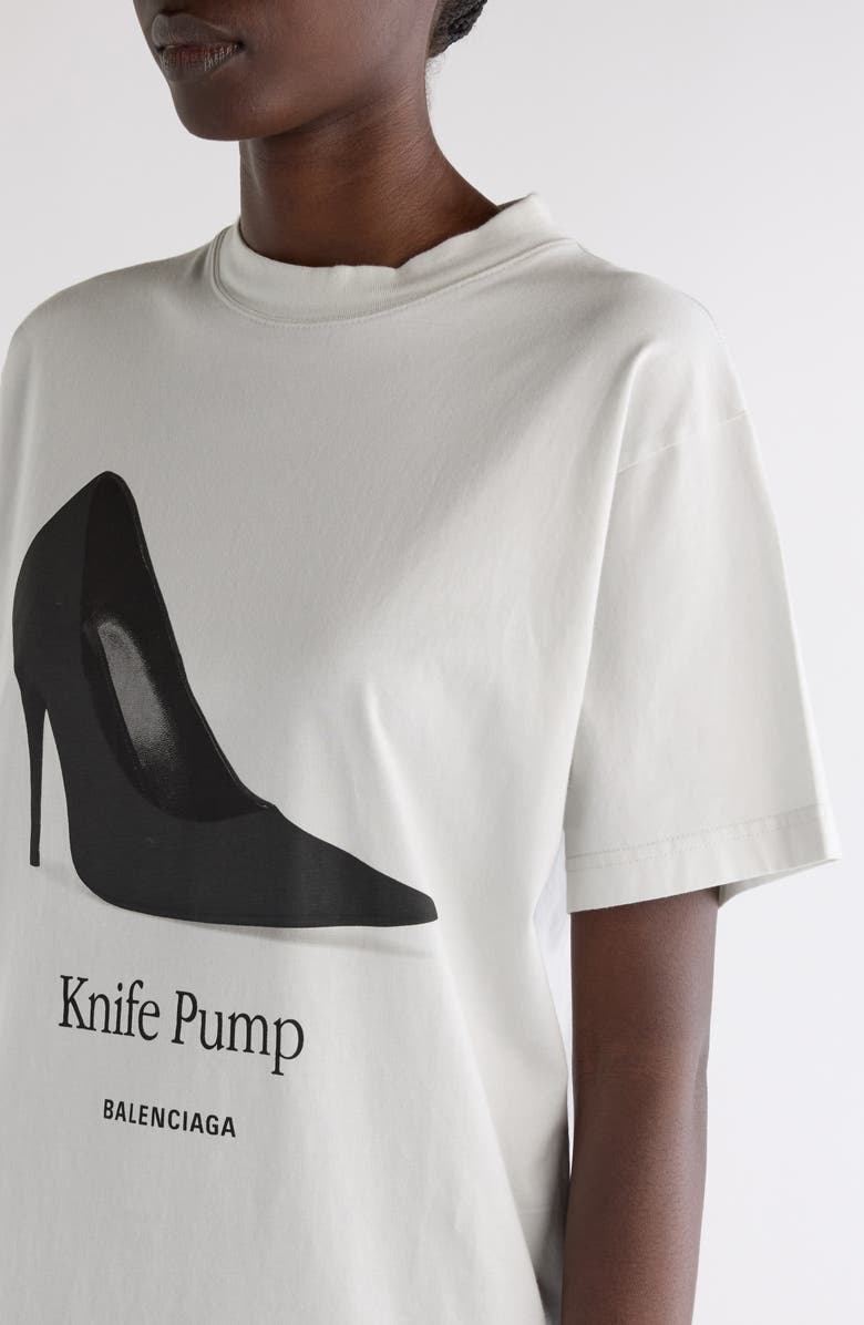 Balenciaga Fitted Knife Pump Graphic T-Shirt, Alternate, color, 9012 Dirty White