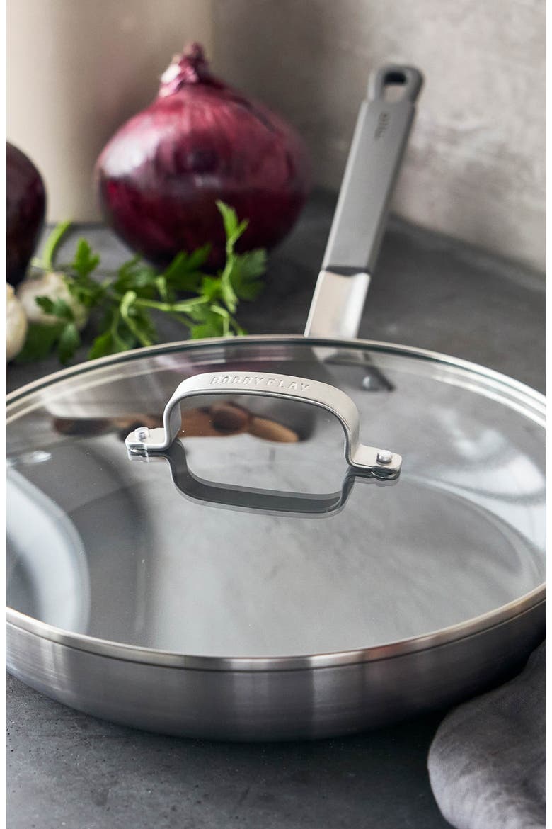 x Bobby Flay PFAS-Free Nonstick Stainless Steel 12" Frypan with Lid, Alternate, color, STAINLESS STEEL