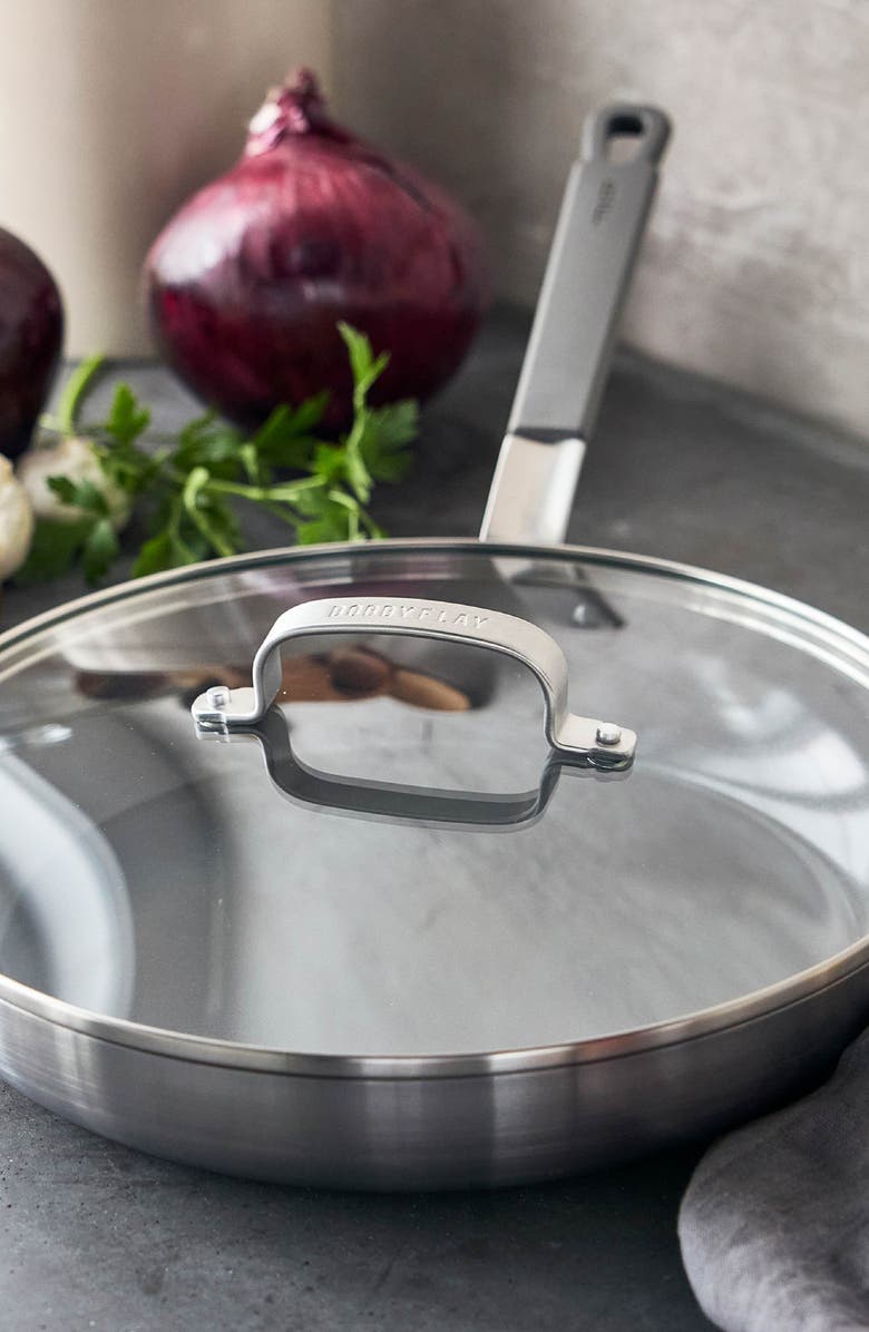 GreenPan x Bobby Flay PFAS-Free Nonstick Stainless Steel 12" Frypan with Lid, Alternate, color, Stainless Steel