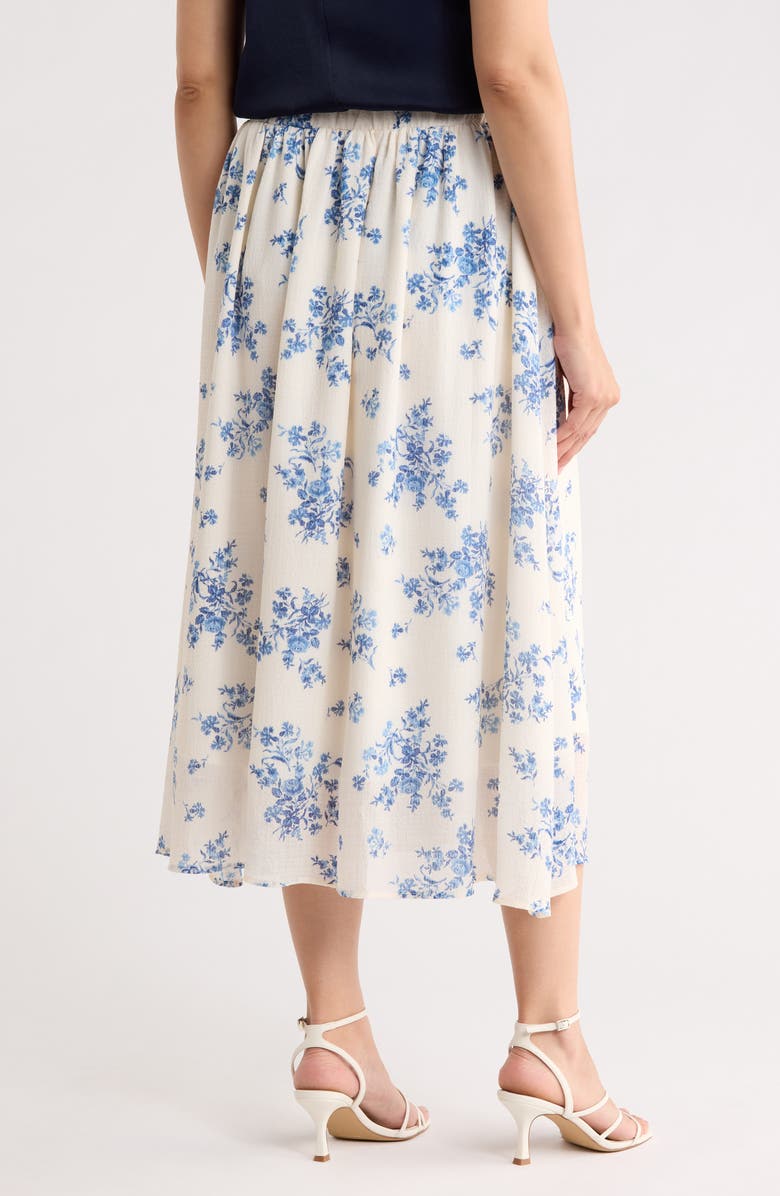 Renee C Leopard Print Flared Midi Skirt, Alternate, color, Ivory/ Blue