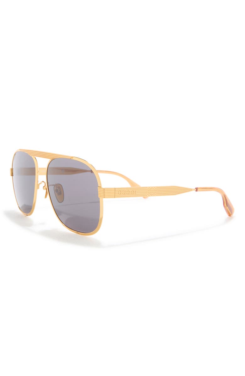 Gucci 60mm Aviator Sunglasses, Alternate, color, Gold Gold Grey