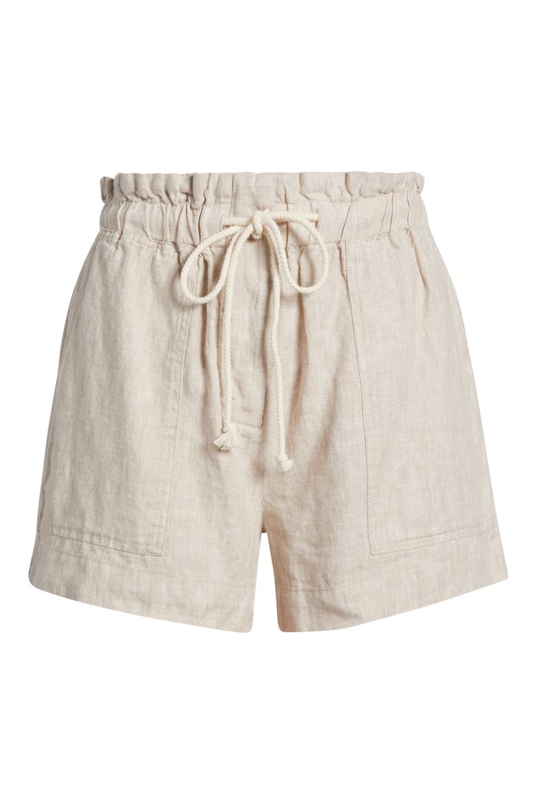 Foster Paperbag Linen Shorts, Alternate, color, HEATHERED FLAX