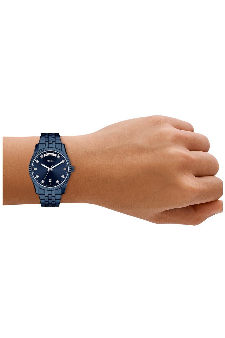 Scarlette Crystal Marker Navy Bracelet Watch, 34mm, Alternate, color, BLUE