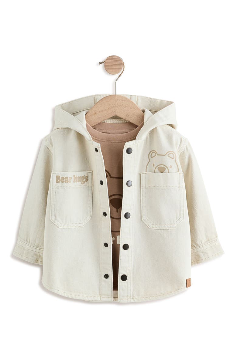 Kids' Graphic T-Shirt & Denim Hooded Jacket Set, Main, color, NEUTRAL